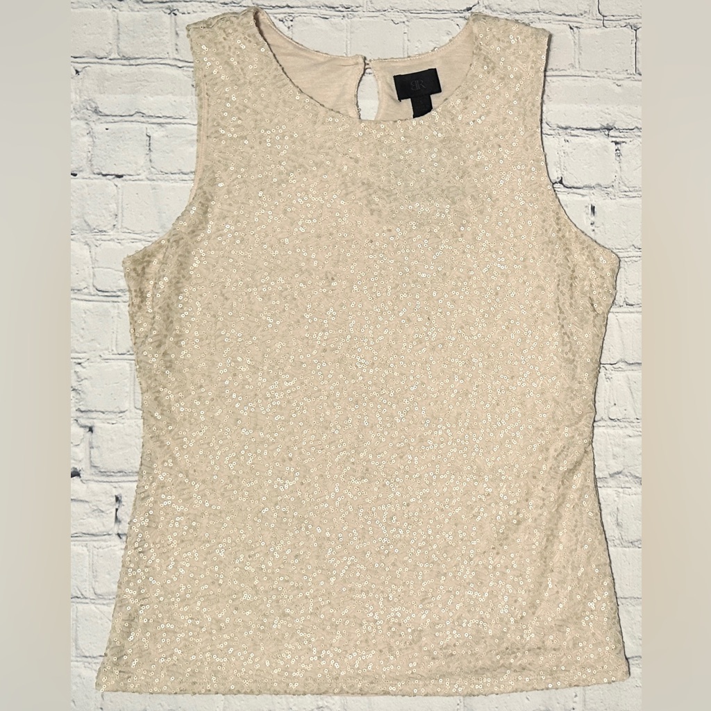 Nwt Ivory Sequin Banana Republic Monogram Sleeveless Top (Sm)